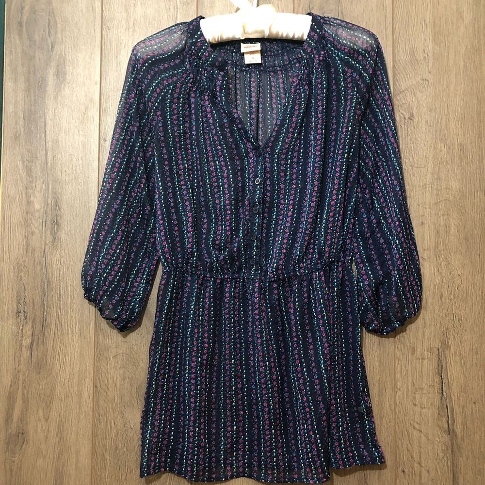 •MOSSIMO• Sheer Floral 3/4 sleeve •long blouse